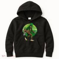 Funny St Patrick's Day Leprechaun Sasquatch With Beer Kids Hoodie thumb 0
