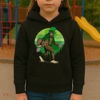 Funny St Patrick's Day Leprechaun Sasquatch With Beer Kids Hoodie thumb 3