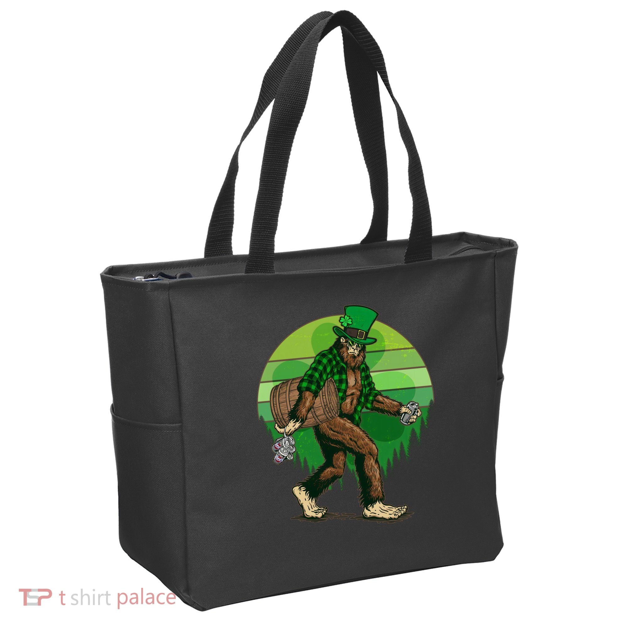 Funny St Patrick's Day Leprechaun Sasquatch With Beer Tote Bag
