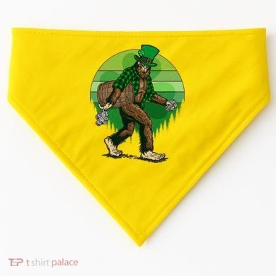 Funny St Patrick's Day Leprechaun Sasquatch With Beer USA-Made Doggie Bandana