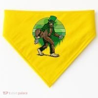 Funny St Patrick's Day Leprechaun Sasquatch With Beer USA-Made Doggie Bandana thumb 0
