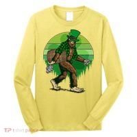 Funny St Patrick's Day Leprechaun Sasquatch With Beer Long Sleeve Shirt thumb 0