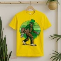 Funny St Patrick's Day Leprechaun Sasquatch With Beer T-Shirt thumb 2