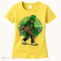 Funny St Patrick's Day Leprechaun Sasquatch With Beer Women's T-Shirt thumb 0