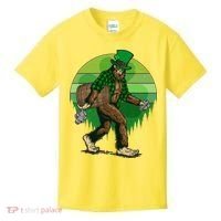 Funny St Patrick's Day Leprechaun Sasquatch With Beer Kids T-Shirt thumb 0
