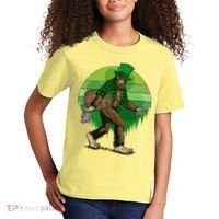 Funny St Patrick's Day Leprechaun Sasquatch With Beer Kids T-Shirt thumb 2