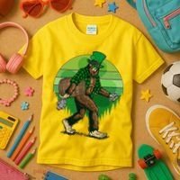 Funny St Patrick's Day Leprechaun Sasquatch With Beer Kids T-Shirt thumb 3