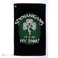 Funny St Patrick's Day Shenanigans It's In My DNA Fingerprint Golf Towel thumb 0