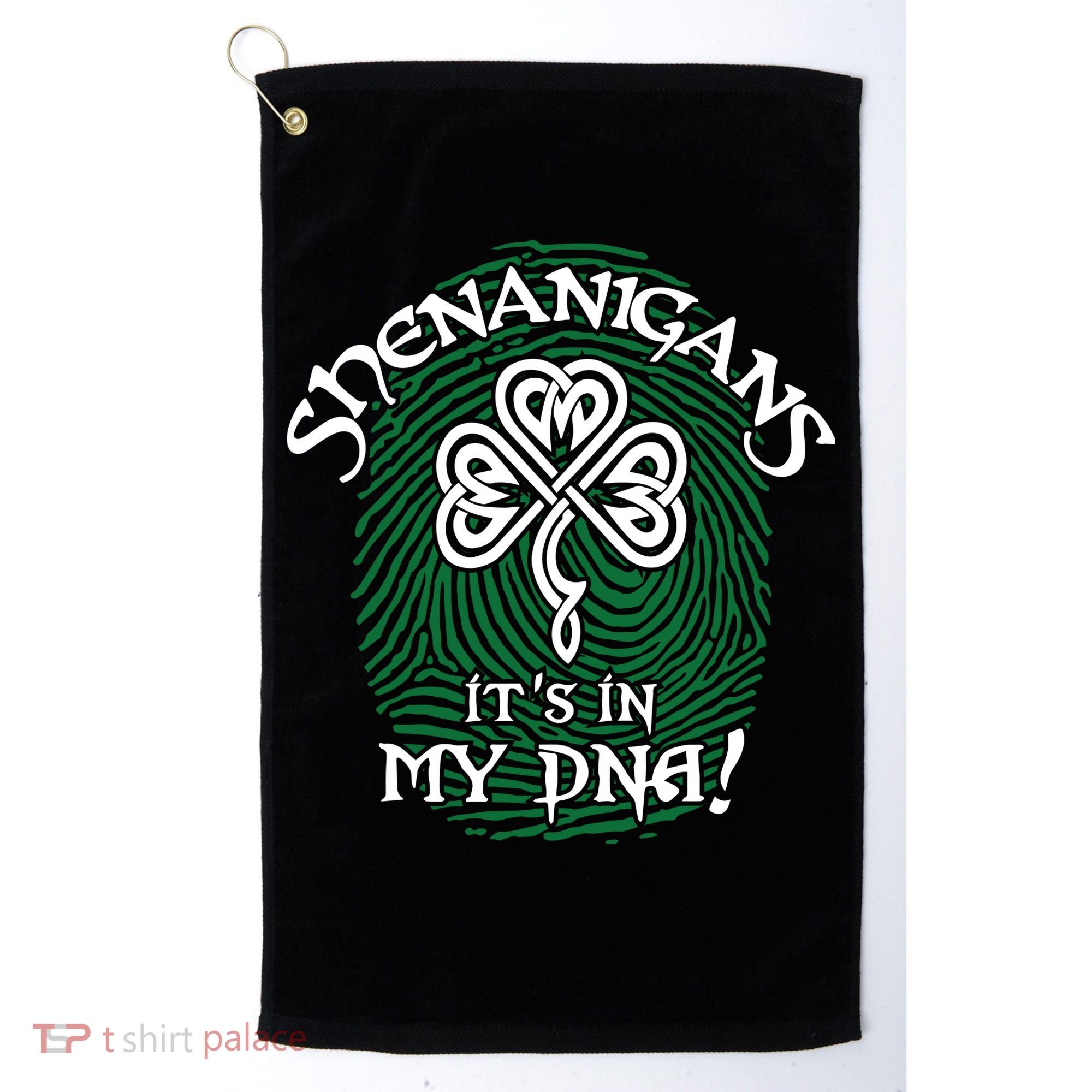 Funny St Patrick's Day Shenanigans It's In My DNA Fingerprint Golf Towel