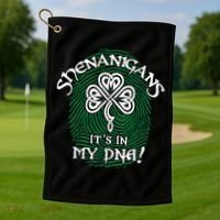 Funny St Patrick's Day Shenanigans It's In My DNA Fingerprint Golf Towel thumb 1