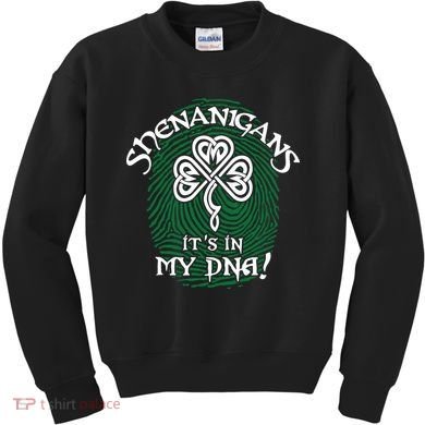 Funny St Patrick's Day Shenanigans It's In My DNA Fingerprint Kids Sweatshirt