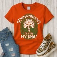Funny St Patrick's Day Shenanigans It's In My DNA Fingerprint Women's T-Shirt thumb 3