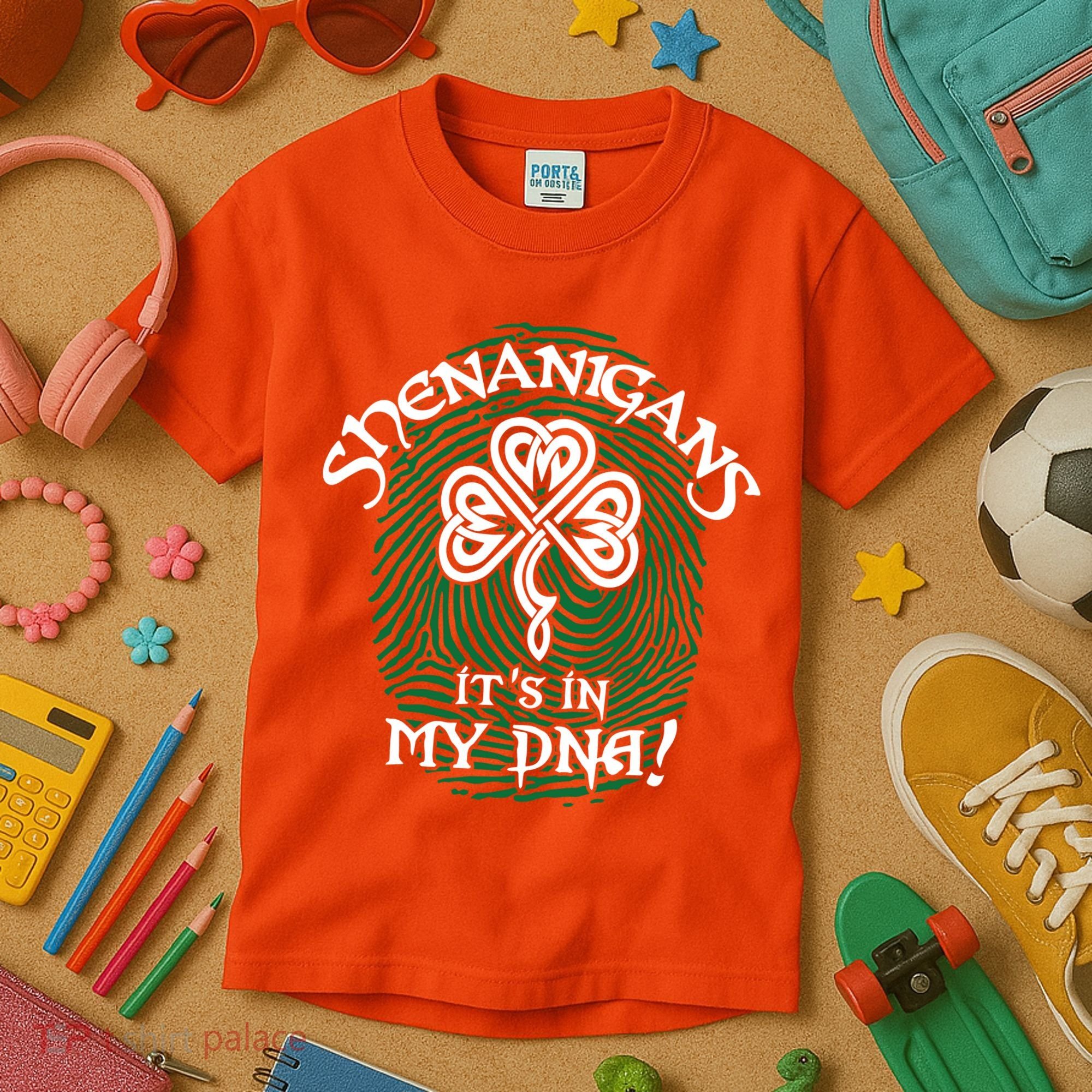 Funny St Patrick's Day Shenanigans It's In My DNA Fingerprint Kids T-Shirt