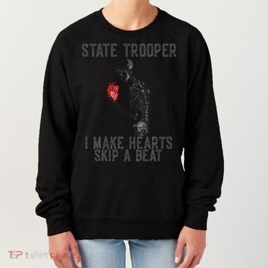 Funny State Police Saying Skeleton Design Hearts Skip A Women's Sweatshirt