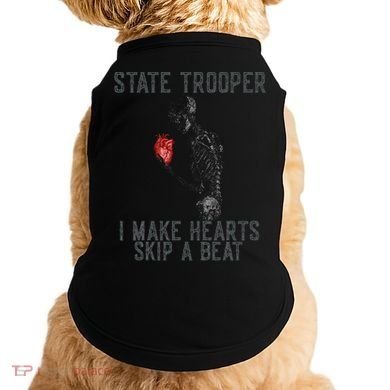 Funny State Police Saying Skeleton Design Hearts Skip A Doggie Tank