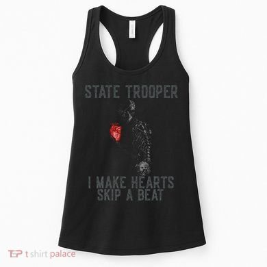 Funny State Police Saying Skeleton Design Hearts Skip A Women's Tank Top