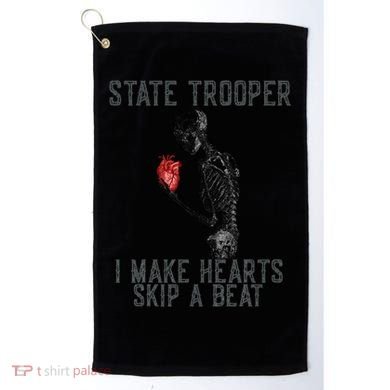 Funny State Police Saying Skeleton Design Hearts Skip A Golf Towel