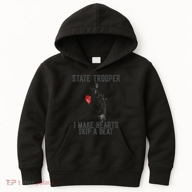 Funny State Police Saying Skeleton Design Hearts Skip A Kids Hoodie