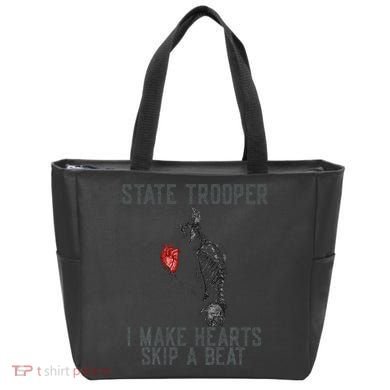 Funny State Police Saying Skeleton Design Hearts Skip A Tote Bag