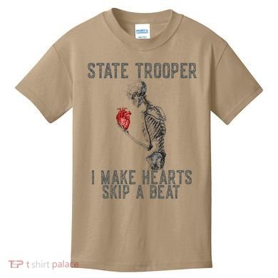 Funny State Police Saying Skeleton Design Hearts Skip A Kids T-Shirt