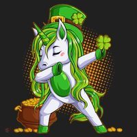 Funny St Patricks Dabbing Leprechaun Unicorn Women's Sweatshirt thumb 2