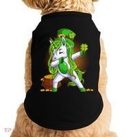 Funny St Patricks Dabbing Leprechaun Unicorn Doggie Tank thumb 0