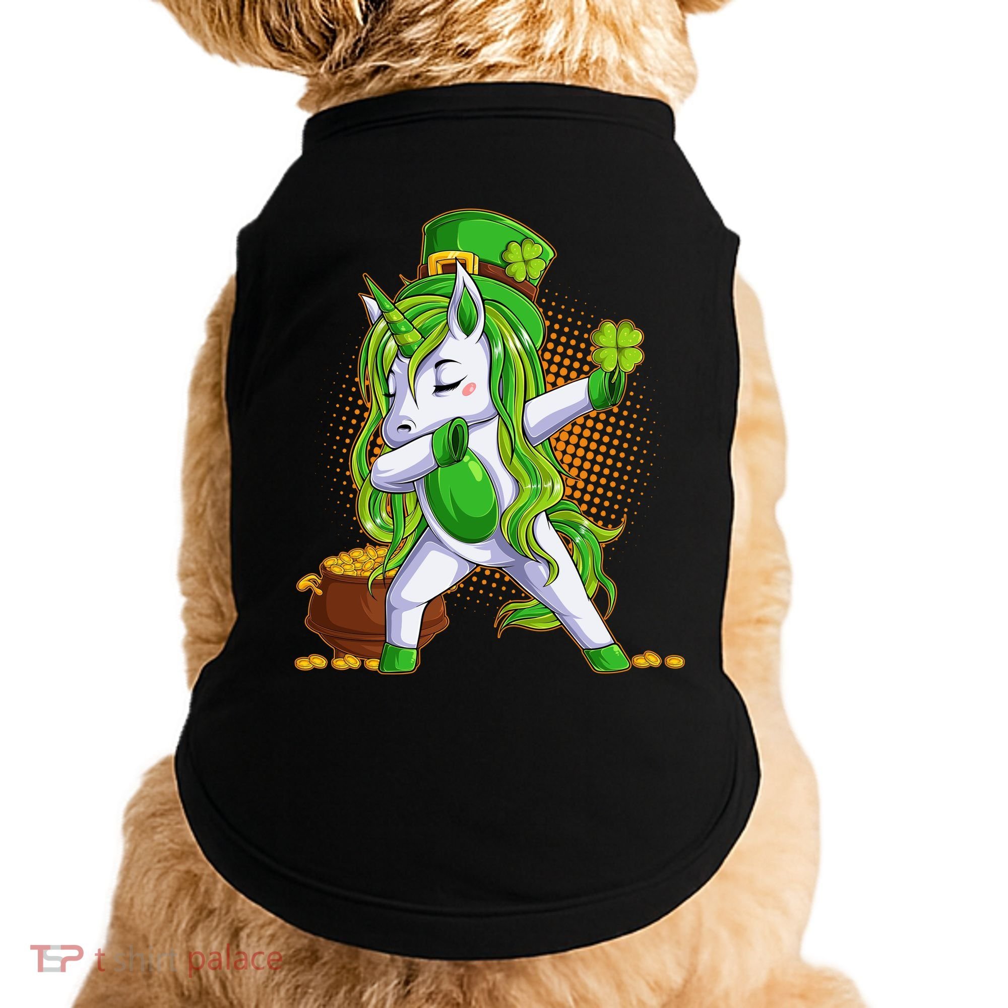 Funny St Patricks Dabbing Leprechaun Unicorn Doggie Tank