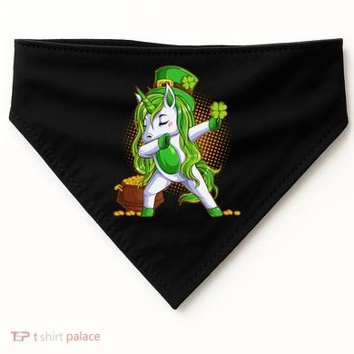 Funny St Patricks Dabbing Leprechaun Unicorn USA-Made Doggie Bandana