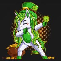 Funny St Patricks Dabbing Leprechaun Unicorn USA-Made Doggie Bandana thumb 2