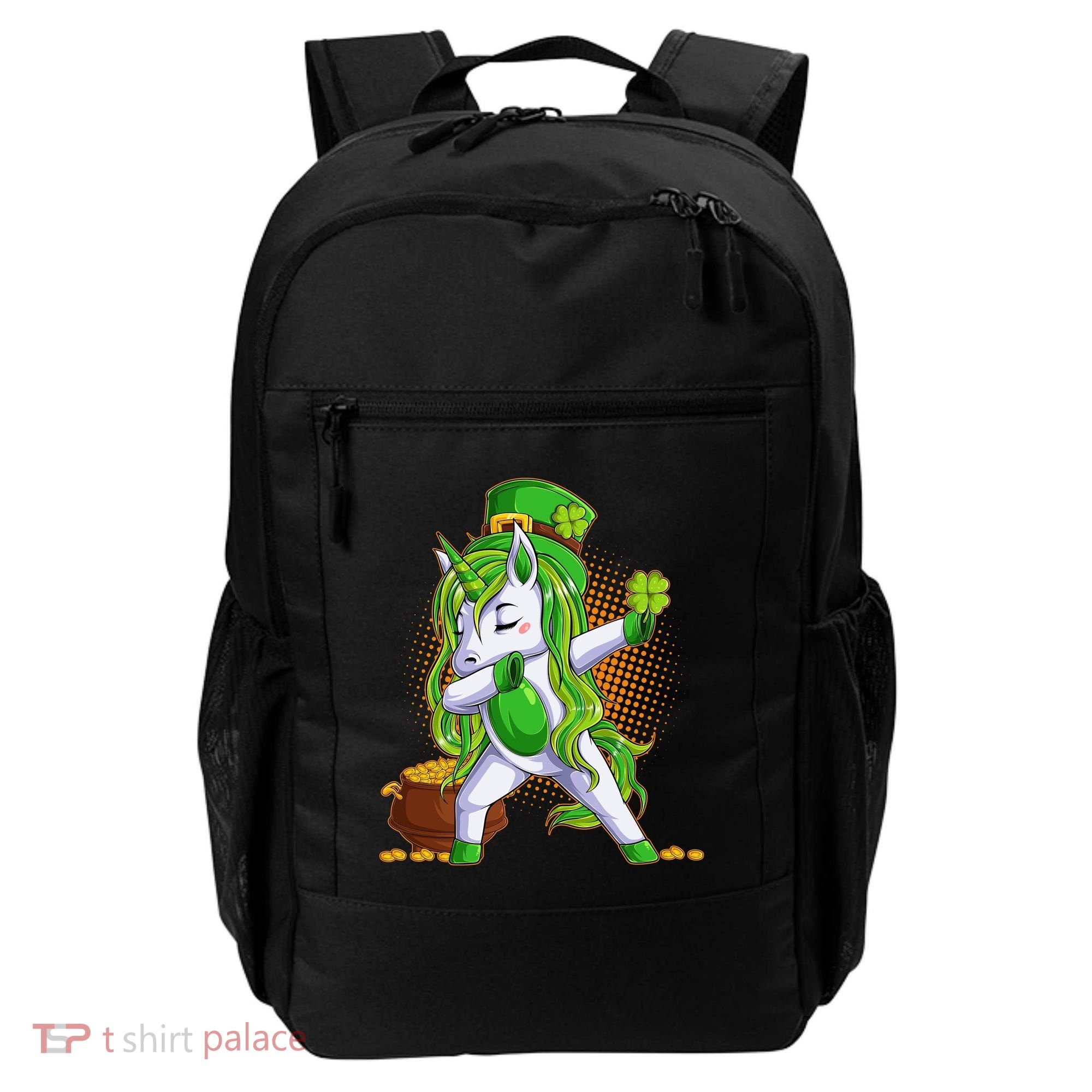 Funny St Patricks Dabbing Leprechaun Unicorn Backpack