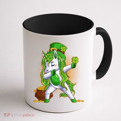 Funny St Patricks Dabbing Leprechaun Unicorn Coffee Mug back