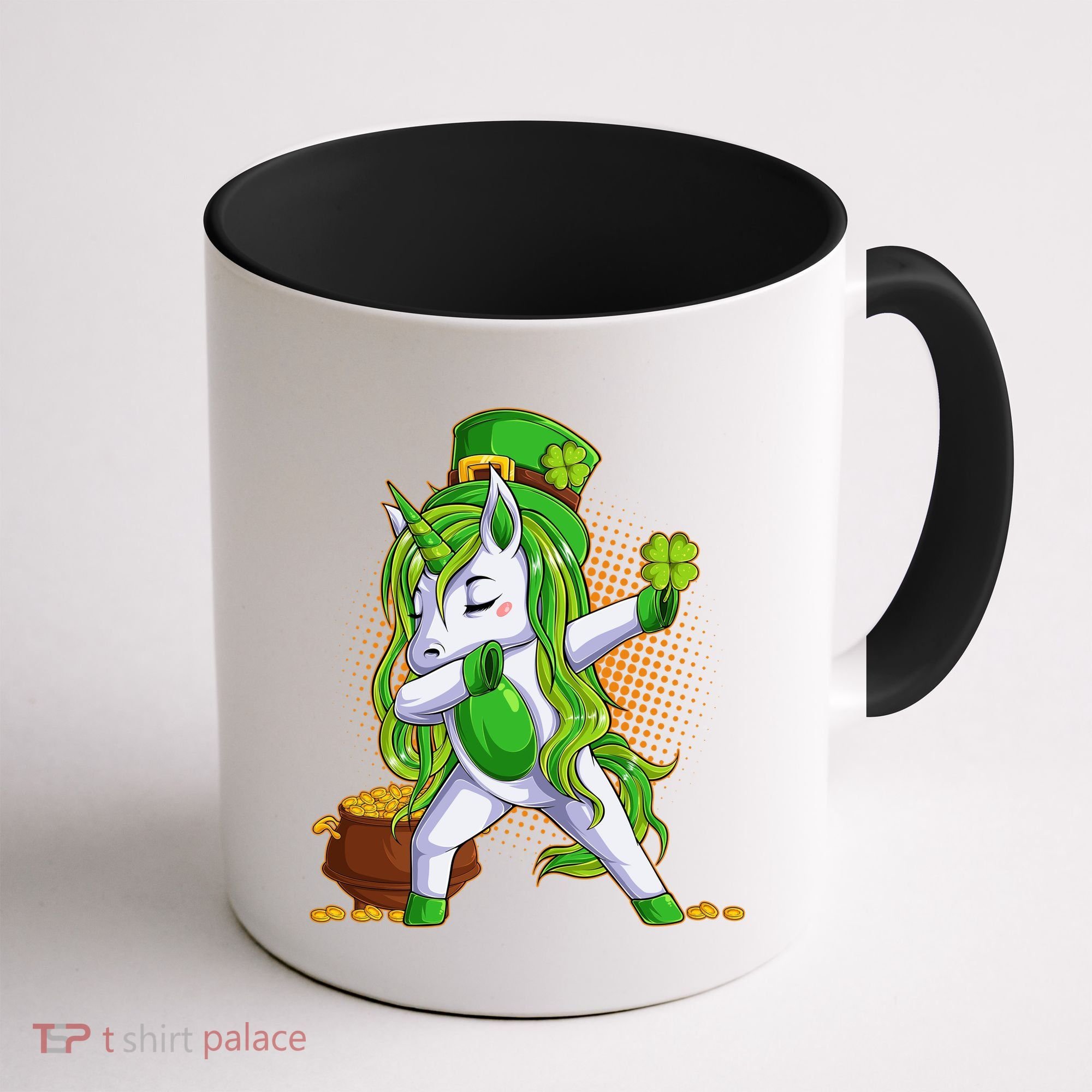 Funny St Patricks Dabbing Leprechaun Unicorn Coffee Mug