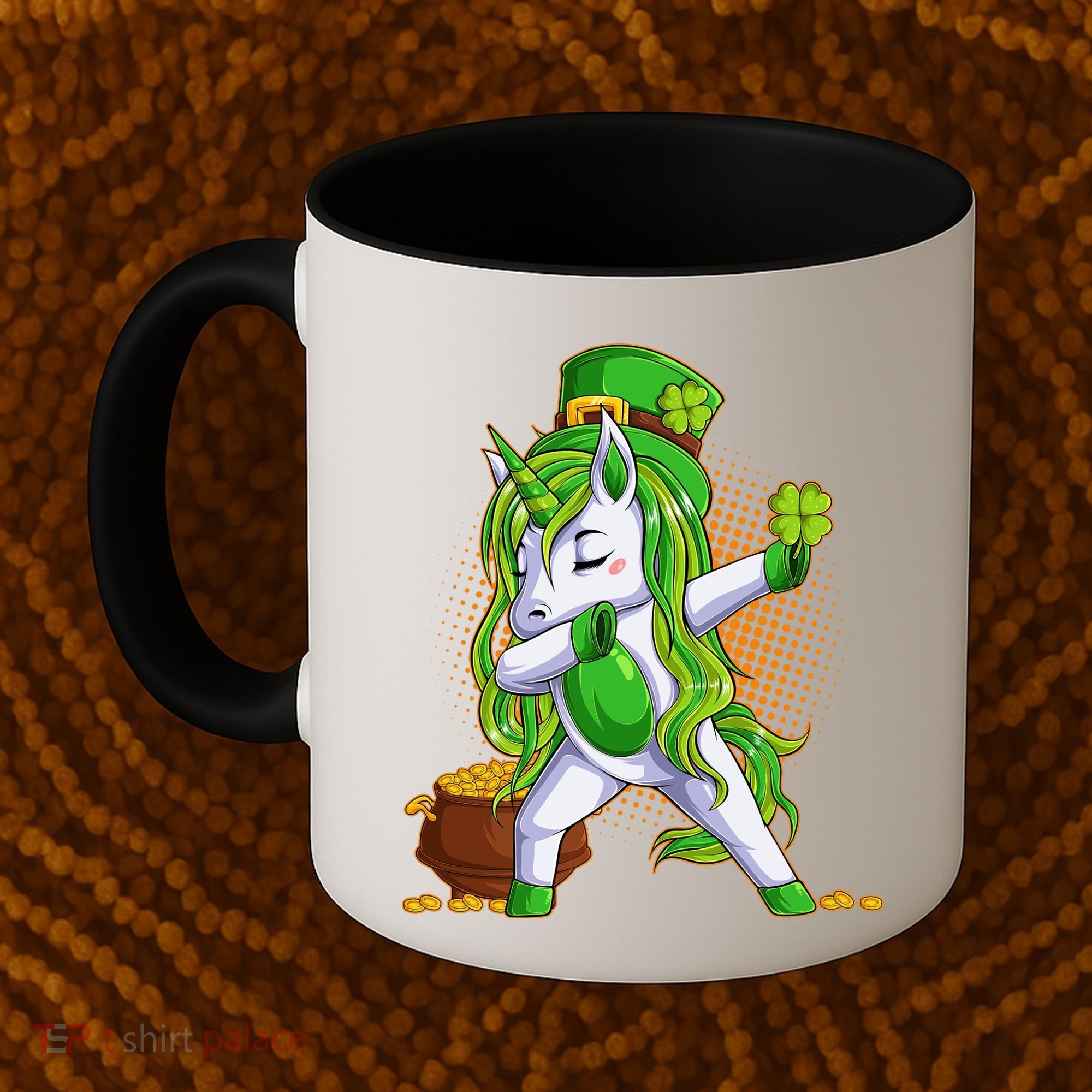 Funny St Patricks Dabbing Leprechaun Unicorn Coffee Mug