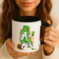 Funny St Patricks Dabbing Leprechaun Unicorn Coffee Mug thumb 3