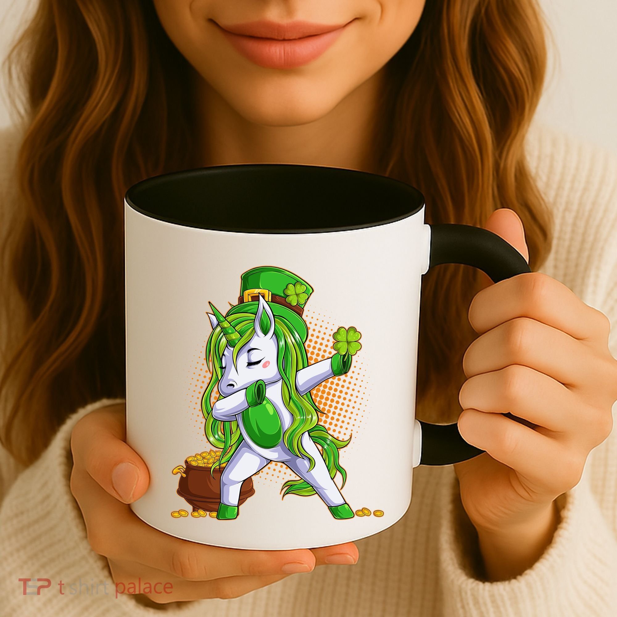 Funny St Patricks Dabbing Leprechaun Unicorn Coffee Mug