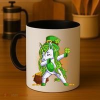 Funny St Patricks Dabbing Leprechaun Unicorn Coffee Mug thumb 4