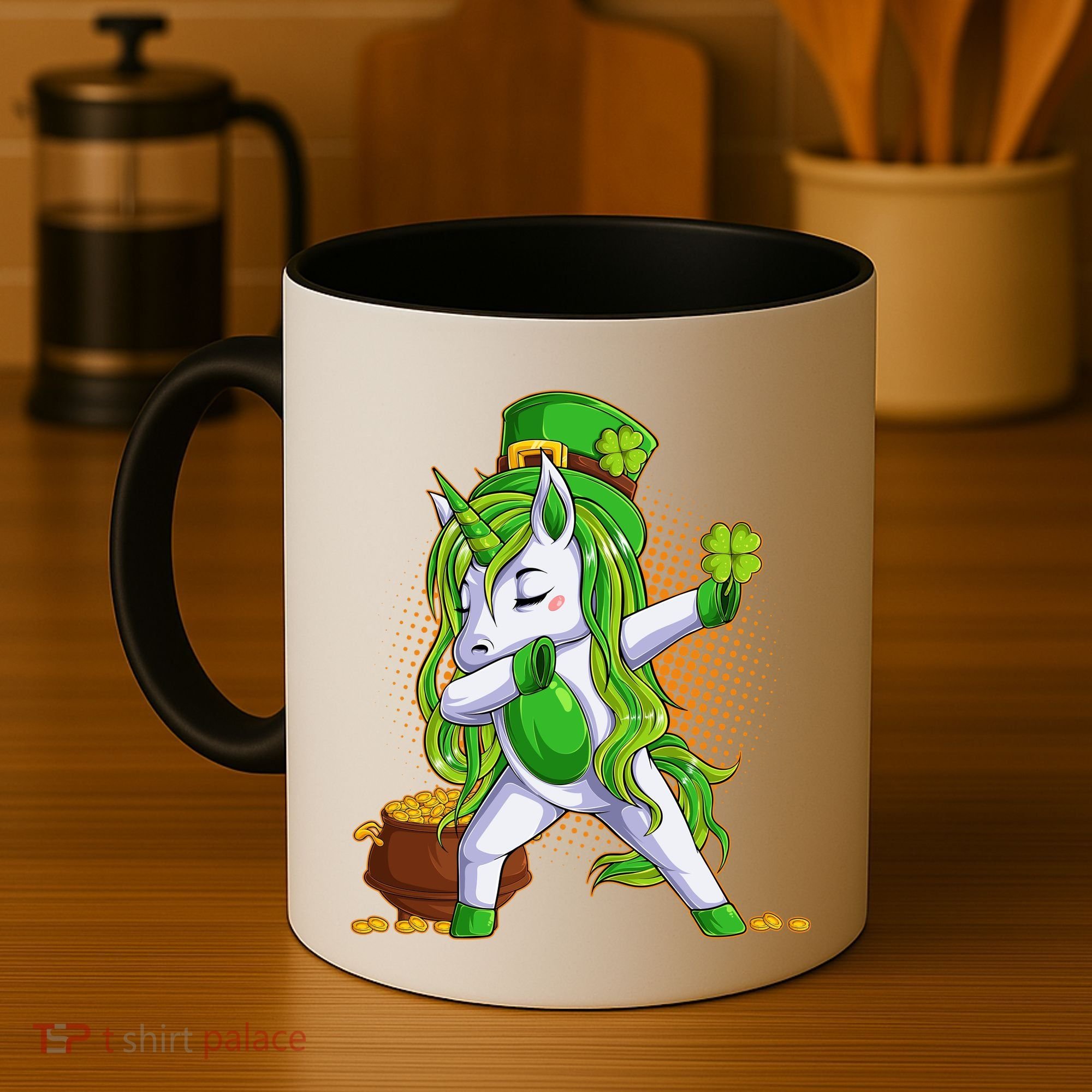 Funny St Patricks Dabbing Leprechaun Unicorn Coffee Mug