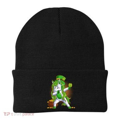 Funny St Patricks Dabbing Leprechaun Unicorn Beanie