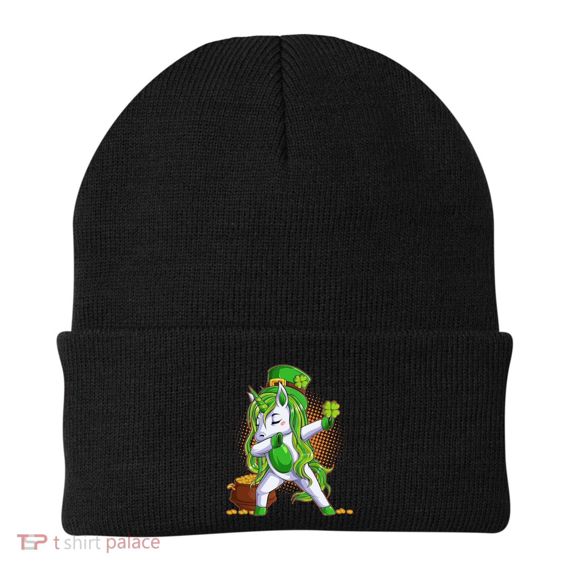 Funny St Patricks Dabbing Leprechaun Unicorn Beanie