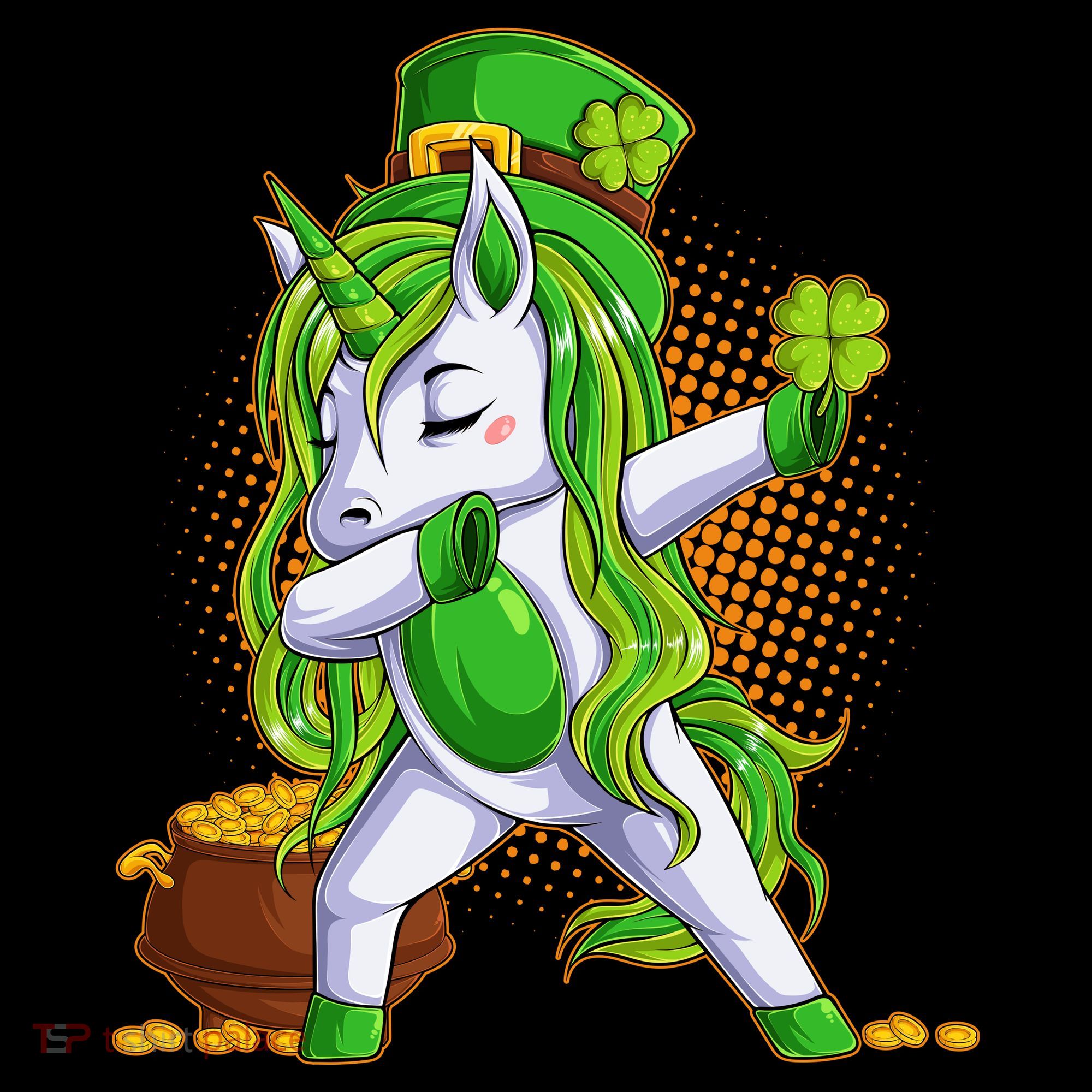 Funny St Patricks Dabbing Leprechaun Unicorn Women's Hoodie