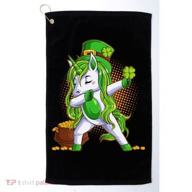 Funny St Patricks Dabbing Leprechaun Unicorn Golf Towel