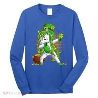 Funny St Patricks Dabbing Leprechaun Unicorn Long Sleeve Shirt thumb 0
