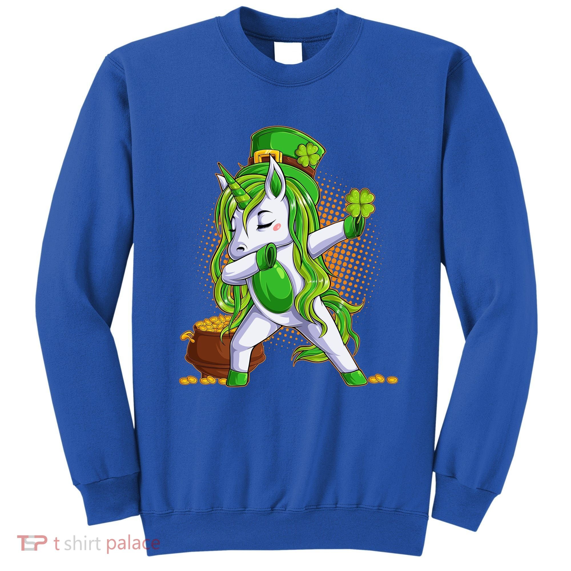 Funny St Patricks Dabbing Leprechaun Unicorn Sweatshirt