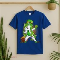 Funny St Patricks Dabbing Leprechaun Unicorn T-Shirt thumb 2