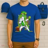 Funny St Patricks Dabbing Leprechaun Unicorn T-Shirt thumb 6
