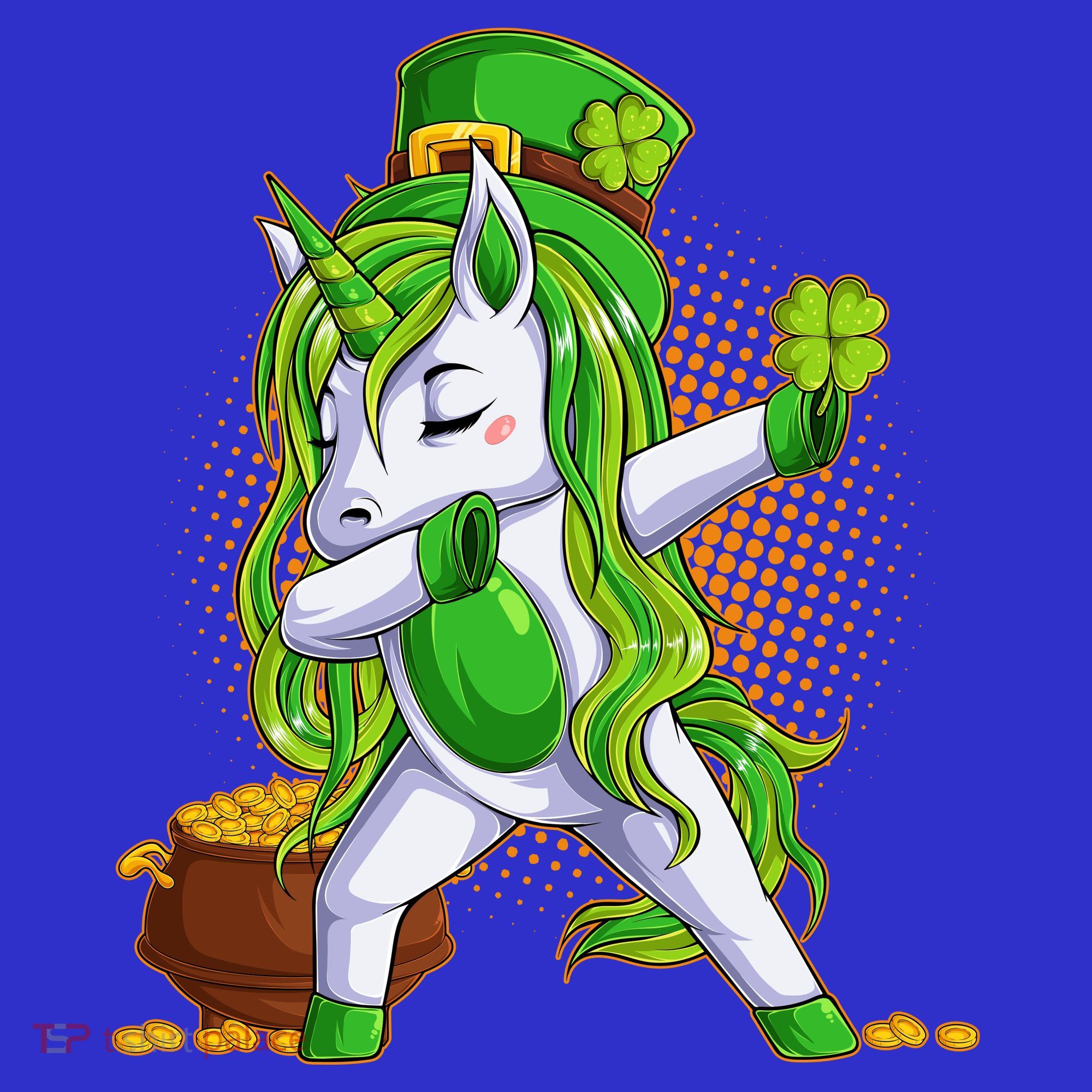 Funny St Patricks Dabbing Leprechaun Unicorn Button