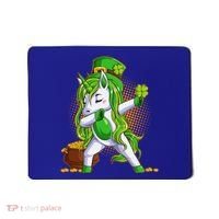 Funny St Patricks Dabbing Leprechaun Unicorn Mousepad thumb 0
