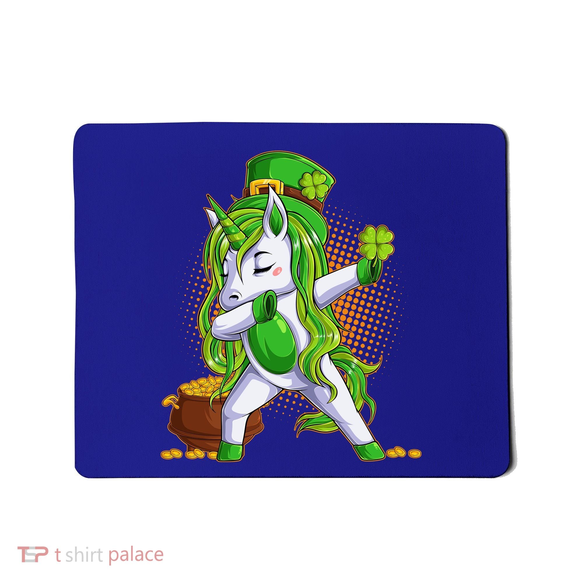 Funny St Patricks Dabbing Leprechaun Unicorn Mousepad