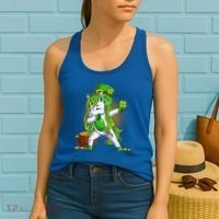 Funny St Patricks Dabbing Leprechaun Unicorn Women's Tank Top thumb 2