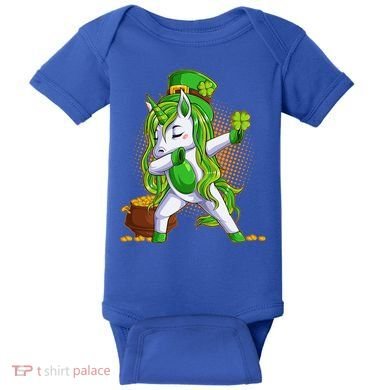 Funny St Patricks Dabbing Leprechaun Unicorn Baby Bodysuit